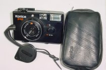 Konica pop 35mm Film Point and Shoot Camera 36mm F4 Lens in Black