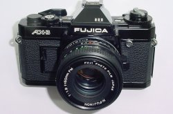 Fujica AX-3 35mm Film SLR Manual Camera with X-Fujinon 50/1.9 FM Lens in Black