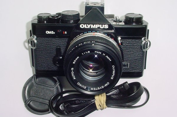 Olympus OM-2N MD 35mm Film SLR Manual Camera + Olympus 50/1.8 Zuiko Lens - Black