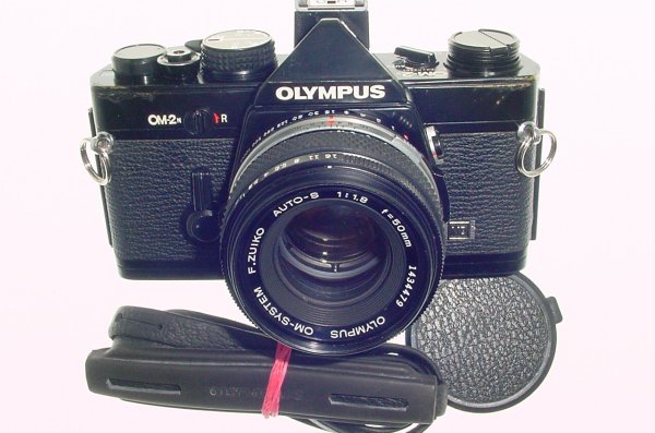 Olympus OM-2N MD 35mm Film SLR Manual Camera + Olympus 50/1.8 Zuiko Lens - Black