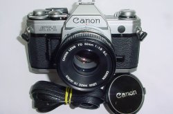 Canon AT-1 35mm SLR Film Manual Camera with Canon 50mm F/1.8 FD S.C. Lens