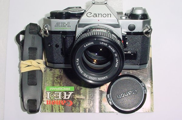 Canon AE-1 Program 35mm SLR Film Manual Camera with Canon 50mm F/1.4 FD Lens