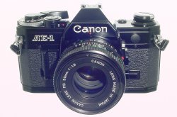 Canon AE-1 35mm Film Manual SLR Camera with 50mm F/1.8 FD Lens in Black