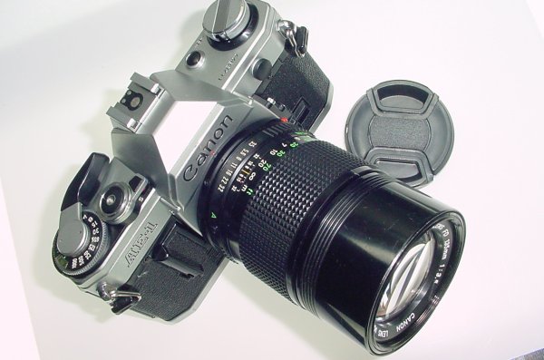 Canon AE-1 35mm Film SLR Manual Camera + Canon 135mm F/3.5 FD Lens