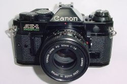 Canon AE-1 Program 35mm SLR Film Manual Camera + Canon 50/1.8 FD Lens in Black