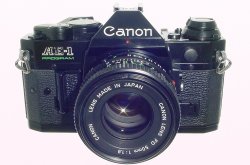 Canon AE-1 Program 35mm SLR Film Manual Camera + Canon 50/1.8 FD Lens in Black