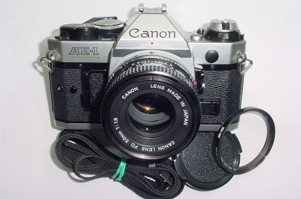 Canon AE-1 Program 35mm SLR Film Manual Camera + Canon 50mm F/1.8 FD Lens