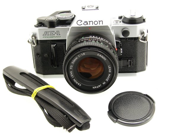 Canon AE-1 Program 35mm SLR Film Manual Camera + Canon 50mm F/1.8 FD Lens