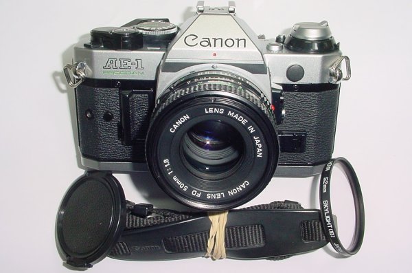 Canon AE-1 Program 35mm SLR Film Manual Camera with Canon 50mm F/1.8 FD Lens