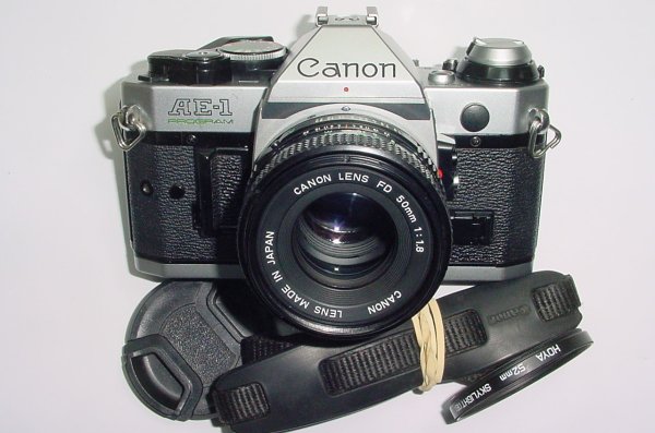 Canon AE-1 Program 35mm SLR Film Manual Camera with Canon 50mm F/1.8 FD Lens