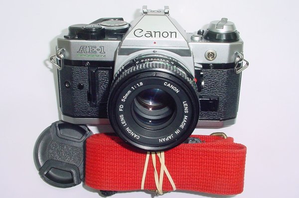 Canon AE-1 Program 35mm SLR Film Manual Camera with Canon 50mm F/1.8 FD Lens