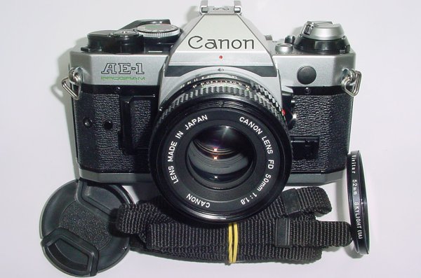 Canon AE-1 Program 35mm SLR Film Manual Camera with Canon 50mm F/1.8 FD Lens