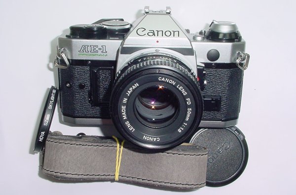 Canon AE-1 Program 35mm SLR Film Manual Camera with Canon 50mm F/1.8 FD Lens