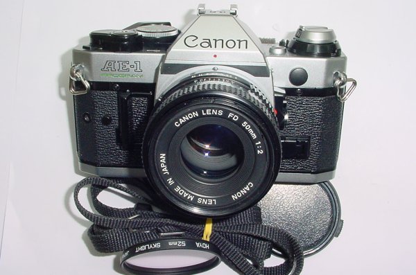 Canon AE-1 Program 35mm SLR Film Manual Camera with Canon 50mm F/1.8 FD Lens