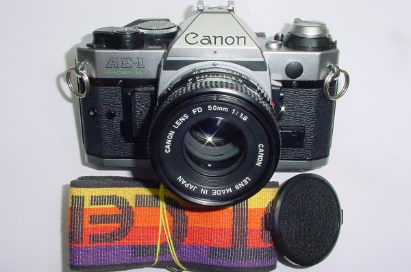 Canon AE-1 Program 35mm SLR Film Manual Camera with Canon 50mm F/1.8 FD Lens