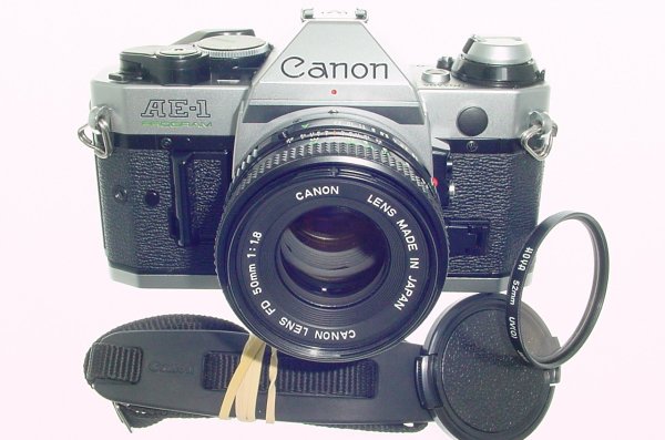 Canon AE-1 Program 35mm SLR Film Manual Camera with Canon 50mm F/1.8 FD Lens