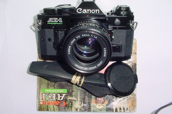 Canon AE-1 Program 35mm SLR Film Manual Camera + Canon 50/1.4 FD Lens Excellent