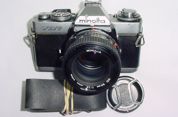 minolta XD 7 35mm Film SLR Manual Camera + Minolta 50mm F/1.4 MD Lens