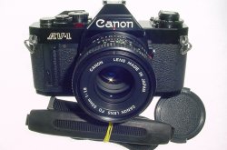 Canon AV-1 35mm Film SLR Manual Camera with Canon 50mm F/1.8 FD Lens - Black