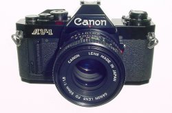 Canon AV-1 35mm Film SLR Manual Camera with Canon 50mm F/1.8 FD Lens - Black