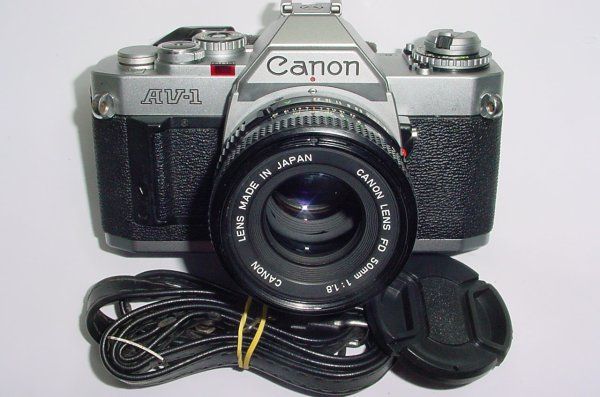 Canon AV-1 35mm Film SLR Manual Camera with Canon 50mm F/2 FD Lens Excellent