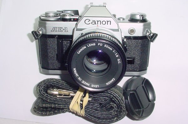 Canon AE-1 35mm Film Manual SLR Camera + Canon 50/1.8 FD Lens