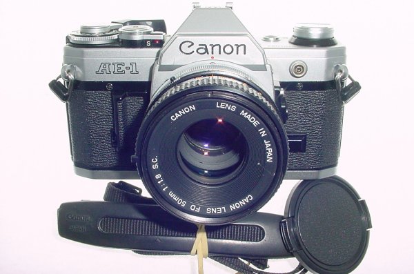 Canon AE-1 35mm Film Manual SLR Camera + Canon 50/1.8 FD Lens