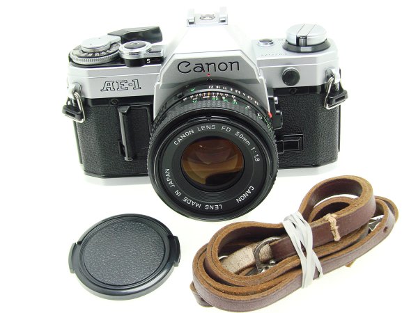 Canon AE-1 35mm Film Manual SLR Camera + Canon 50/1.8 FD Lens