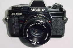 Minolta X-300 35mm Film SLR Manual Camera with Minolta 50mm F/1.7 Lens in Black