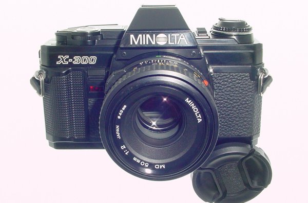 Minolta X-300 35mm Film SLR Manual Camera with Minolta 50mm F/1.7 Lens in Black