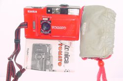 Konica Tomato 35mm Film Point & Shoot Camera 35/4 Lens in Red