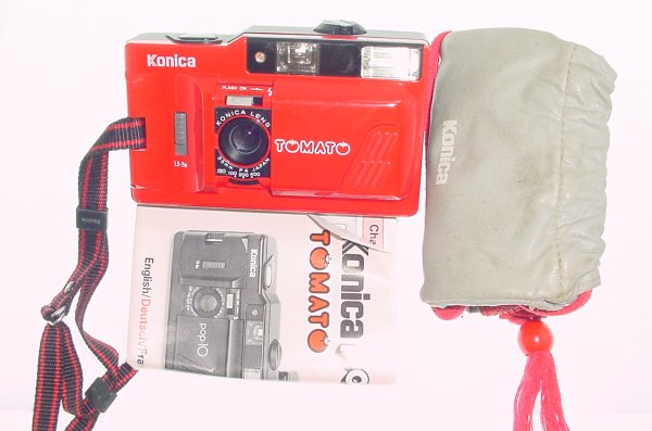 Konica Tomato 35mm Film Point & Shoot Camera 35/4 Lens in Red