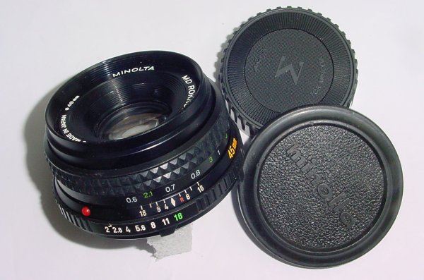 Minolta 45mm f/2 MD Rokkor Pancake Standard Manual Focus Lens