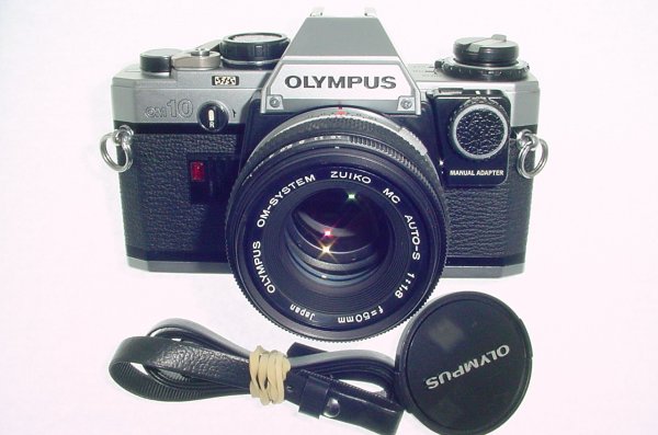 Olympus OM10 35mm Film SLR Manual Camera with 50/1.8 Zuiko Lens + MA