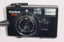 Konica pop 35mm Film Point and Shoot Camera 36mm F4 Lens in Black