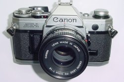 Canon AE-1 35mm SLR Film Manual Camera with Canon 50mm F/1.8 FD Lens
