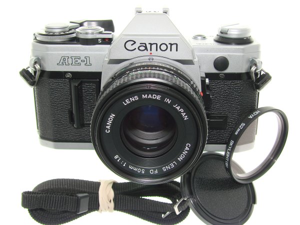 Canon AE-1 35mm SLR Film Manual Camera with Canon 50mm F/1.8 FD Lens