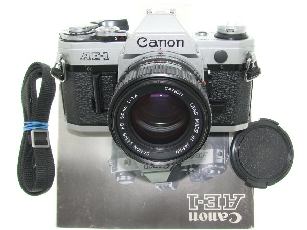 Canon AE-1 35mm SLR Film Manual Camera with Canon 50mm F/1.4 FD Lens