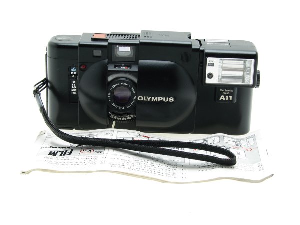 Olympus XA 35mm Film Rangefinder Camera with F.Zuiko 35mm F/2.8 Lens + A11 Flash