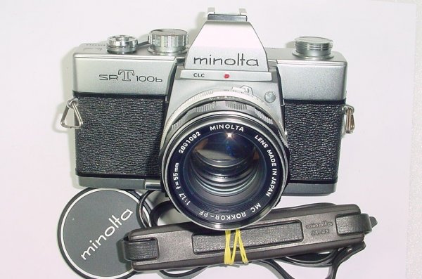 minolta SRT100b 35mm Film Manual Camera + Minolta 55/1.7 MC ROKKOR - PF Lens