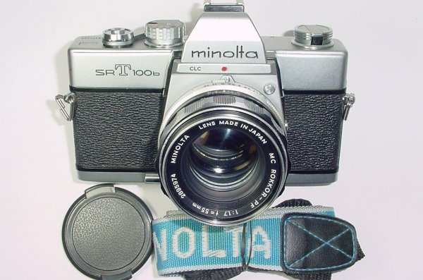 minolta SRT100b 35mm Film Manual Camera with Minolta ROKKOR - PF 50mm F/2 Lens