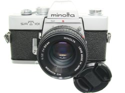 minolta SRT101 35mm Film Manual SLR Camera with Minolta 50/1.7 MD Lens