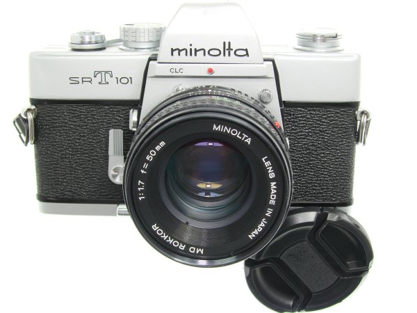 minolta SRT101 35mm Film Manual SLR Camera with Minolta 50/1.7 MD Lens