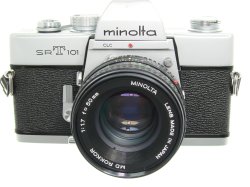 minolta SRT101 35mm Film Manual SLR Camera with Minolta 50/1.7 MD Lens