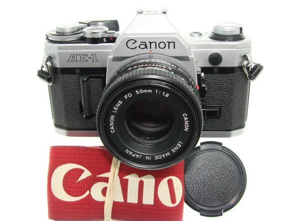 Canon AE-1 35mm SLR Film Manual Camera with Canon 50mm F/1.8 FD Lens