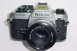 Nikon FG-20 35mm Film SLR Manual Camera with Nikon 50mm F/1.8 Series E Lens
