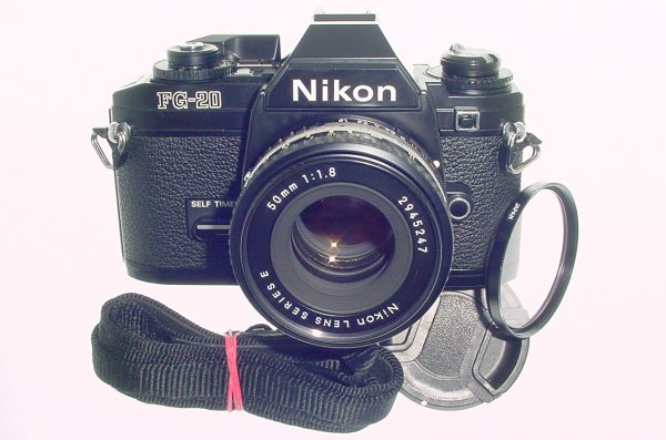 Nikon FG-20 35mm Film SLR Manual Camera with Nikon 50mm F/1.8 Series E Lens