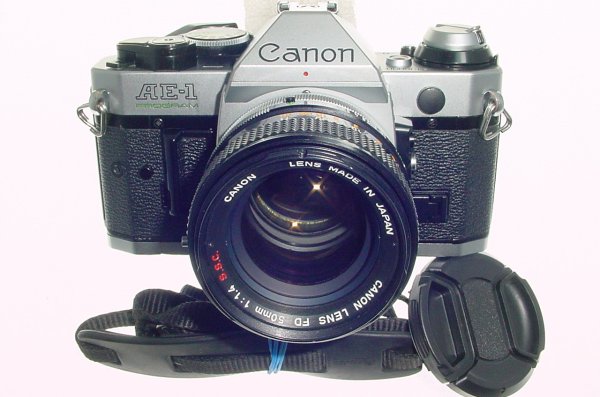 Canon AE-1 Program 35mm SLR Film Manual Camera with Canon 50mm F/1.4 FD Lens