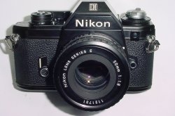 Nikon EM 35mm Film SLR Manual Camera with Nikon 50mm F1.8 Series E Pancake Lens