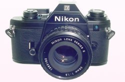Nikon EM 35mm Film SLR Manual Camera with Nikon 50mm F1.8 Series E Pancake Lens